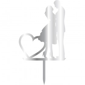 Връх за торта "Брачна двойка" - сребърен